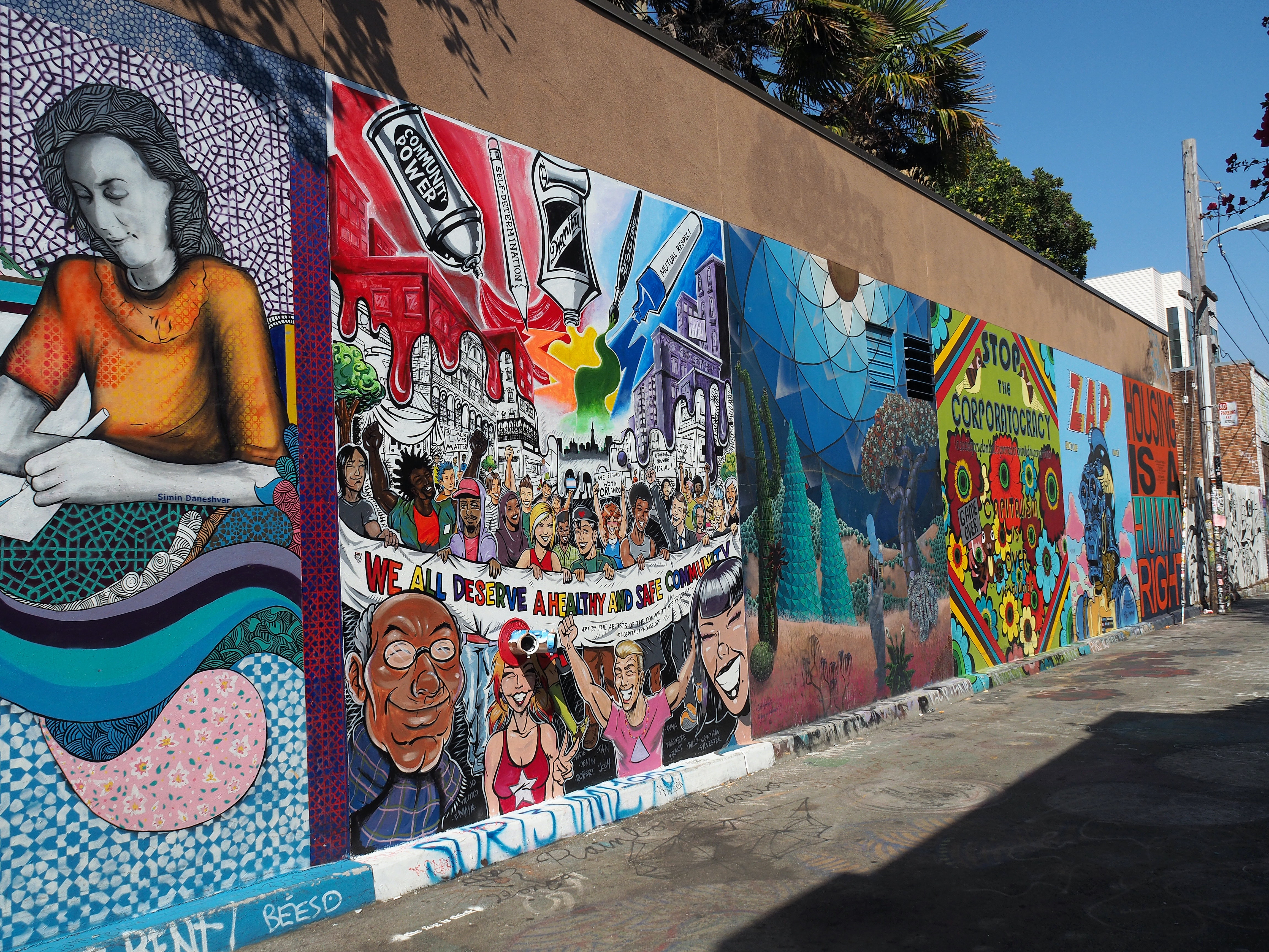 Colorful Murals in Clarion Alley, Mission District, San Francisco, California