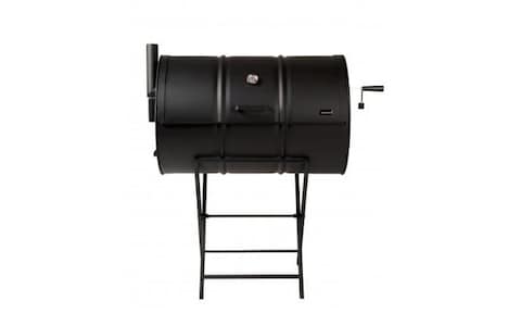 Drumbecue original charcoal BBQ drum tower smoker with thermostat black metal American style barbecue 