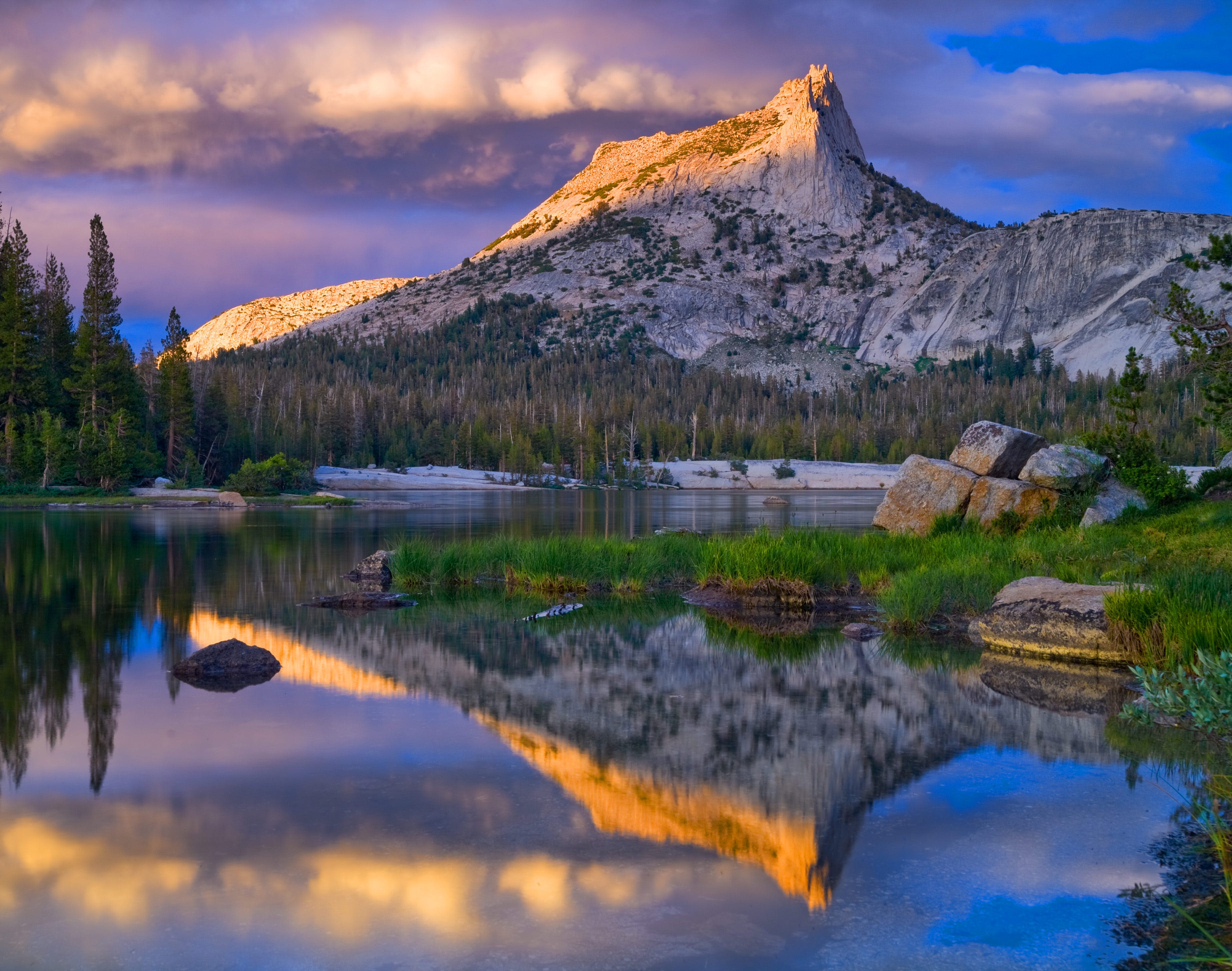 Cathedral Peak and Lake. Yosemite National Park. Cathedral Peak and Lake. Yosemite National Park.