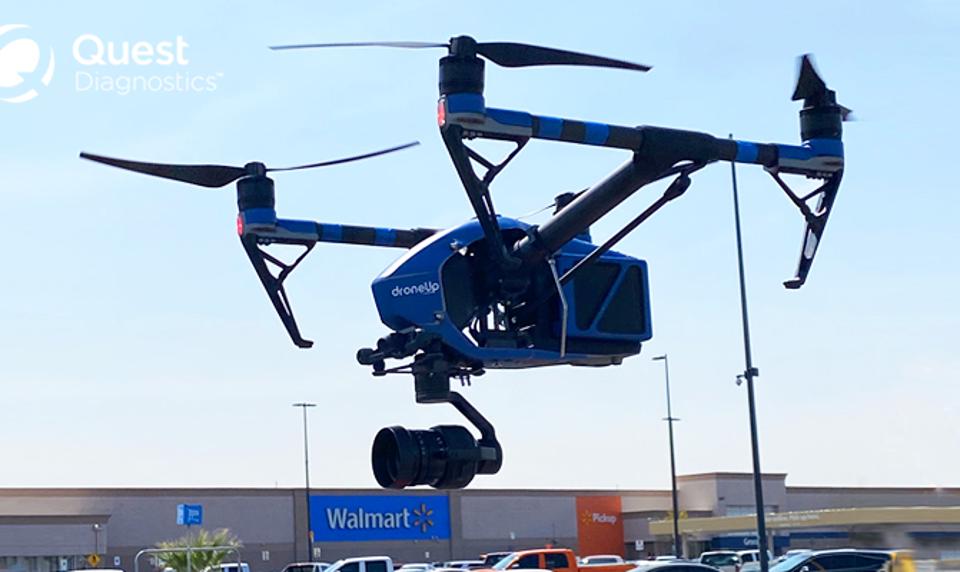 Walmart partners with Quest Diagnostics and DroneUp to use drones for delivery.